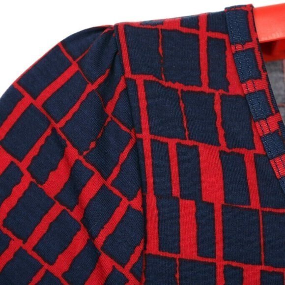 LuLaRoe Nicole Fit & Flare A-Line Dress Blue Red M Medium - Picture 9 of 11